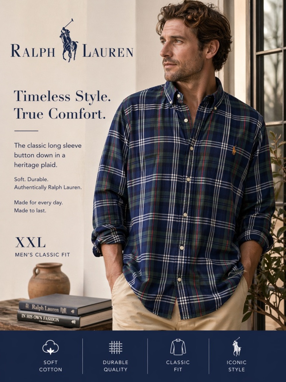 Ralph Lauren Classic Fit Plaid Shirt -‎ Blue, Green, Red xXL